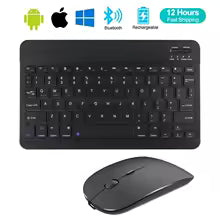 Mini Bluetooth Wireless Keyboard & Mouse Combo – Multi-Language (Spanish, French AZERTY, Russian, Korean) for iPad, Mac, PC & Phone