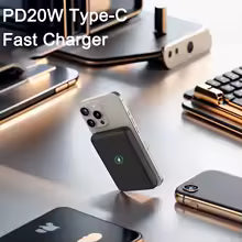 10000mAh Magnetic Wireless Power Bank – 15W Fast Charging Portable Charger for iPhone 16/15/14/13/12